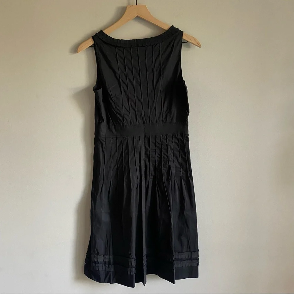 Tory Burch Black Black Sleeveless Pleated A Line Knee Length Cocktail Dress EUC